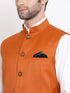 Orange Cotton Blend Twill Nehru Jacket